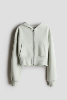 Chaqueta sudadera cropped con capucha y cremallera