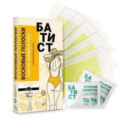 Р.К БАТИСТ Полоски восковые д/депил.тела с маслом Оливы и Медом/12 шт