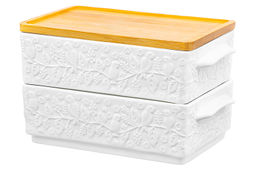 Набор 2 блюд д/холодца 800 мл 20,5*12*12 см "Птички на ветке" + бамбуковая крышка