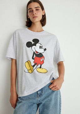 Mickey Mouse Bask?l? Gri Tisort