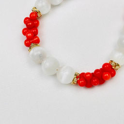 Браслет из Селенита и Коралла - Радуга самоцветов фото 3