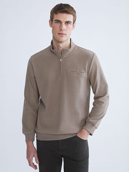 Fermuarl? Dik Yaka Erkek Sweatshirt