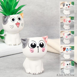 Кашпо 8,2х6,5х10,5 см Коты / WN36 /уп 6/96/ цветное