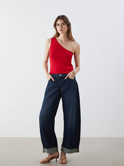 Tek Omuz Crop Kad?n Triko Atlet