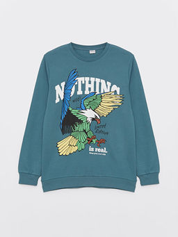 Bisiklet Yaka Bask?l? Uzun Kollu Erkek ?ocuk Ti??rt