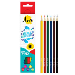Лео Учись LNSWP-06 Набор акварельных карандашей заточенный 8 х 6 цв - Аква-колор фото 5