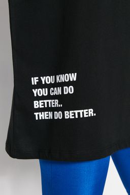 TRENDYOLMILLA Siyah %100 Pamuk Slogan Bask?l? Oversize/Genis Kal?p Bisiklet Yaka Orme T-Shirt TWOSS23TS00183 фото 9