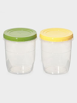 Цена за 2 шт. Банка для хранения продуктов, 1.3 л, пластик, прозрачная, крышка МИКС