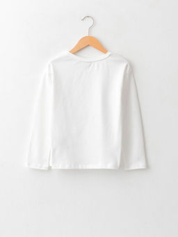 Bisiklet Yaka Bask?l? Uzun Kollu Pamuklu K?z ?ocuk Ti??rt - Waikiki фото 2