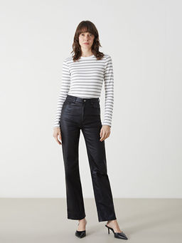 Bisiklet Yaka ?izgili Kad?n Body