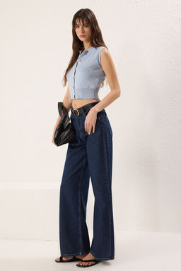 Trendyolmilla Ac?k Mavi Polo Yaka Triko Ince Bluz TWOSS25BZ00368  фото 2