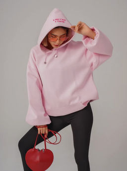 K13043 Толстовка OVER SIZE РОЗОВЫЙ