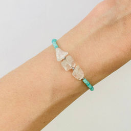 Браслет из Амазонита и Горного Хрусталя 18 см +