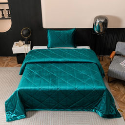 Велюровое покрывало в клетку и одна наволочка OVL045 160*220 50-70 1 шт