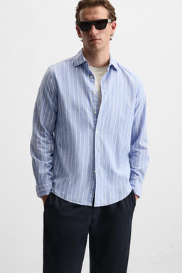 STRIPED COTTON - LINEN SHIRT - Zara фото 6