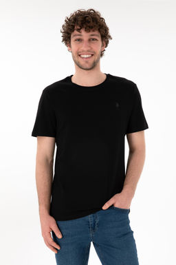 Erkek Regular Fit Bisiklet Yaka Siyah Basic Ti__rt Sepette S_rpriz _ndirim