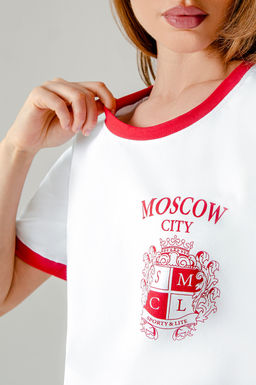 Арт.2374/2 Набор футболка и шорты 42-50 ( 5 шт.) Цвет:верх-белый, низ-красный