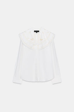 EMBROIDERED POPLIN SHIRT WITH PETER PAN COLLAR - Zara фото 4