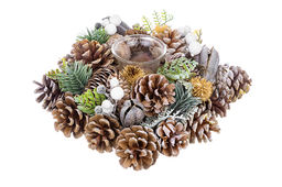 Новогоднее украшение подсвечник 22*22*8 см Снежный лес на 1 свечу, круг - Elan gallery фото 5