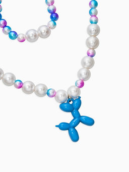 Набор детский «Выбражулька. Собака», 2 предмета: бусы, браслет, бело-голубой