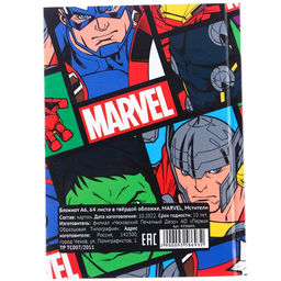 Блокнот А6, 64 листа в твёрдой обложке, MARVEL, «Мстители»
