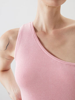 Tek Omuz Crop Kad?n Triko Atlet