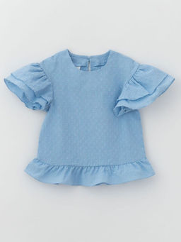 Блуза для девочки с коротким рукавом, голубой - Lesi kids фото 12