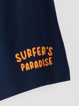 Beli Lastikli Yaz? Bask?l? Erkek ?ocuk Pijama ?ort