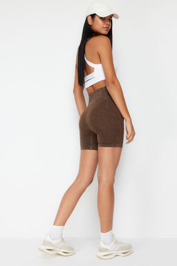 TRENDYOLMILLA Siyah Seamless/Dikissiz Y?kamal? Orme Spor Sort/K?sa Tayt THMSS23TY00034  фото 4