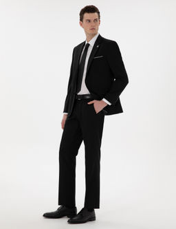 Siyah Slim Fit Y_n Tak_m Elbise