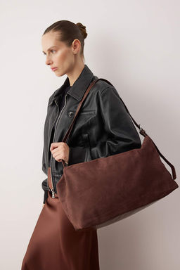 Kahverengi Suet Kad?n Seyahat ve Maxi XL Omuz Cantas? TAKAW26OC00091 - Trendyolmilla фото 3