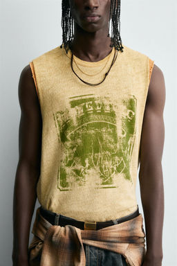 WASHED PRINTED KNIT TANK TOP - Zara фото 6