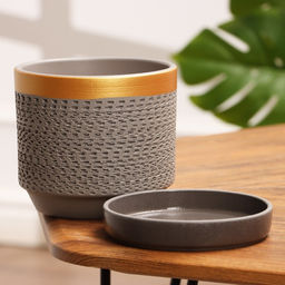 Горшок цветочный Брюссель серый золото цилиндр №2, 1,5 л - Simaland фото 2