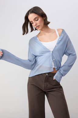 Wardrobe Essentials Mavi Bisiklet Yaka Ince Triko H?rka TWOSS26HI00009