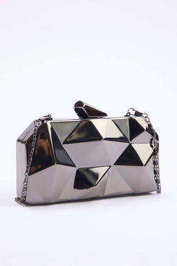 Koyu Antrasit Uc Boyutlu Abiye Kad?n S?k Mini Boy Clutch El Cantas? TAKSS25OC00064