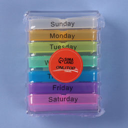 Таблетница-органайзер «Неделька», английские буквы, утро/день/вечер/ночь, 10×7.5×4 см, 7 контейнеров по 4 секции, разноцветный