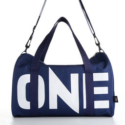 Сумка спортивная на молнии TEXTURA, с подкладкой, длинный ремень, маленький размер, с акцентным принтом, синяя