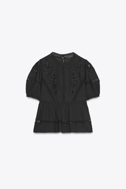 ZW COLLECTION ROMANTIC EMBROIDERED BLOUSE - Zara фото 12