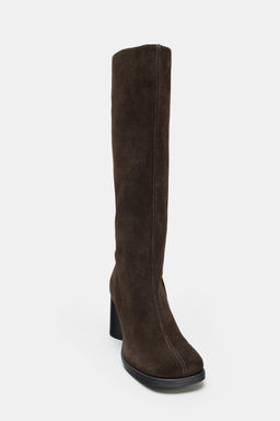 SPLIT SUEDE BOOTS WITH TOPSTITCHING - Zara фото 5