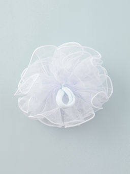 Цена за 6 шт. Бант для волос на резинке «Школьница», d=13 см, белый