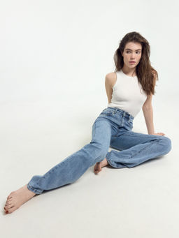 Брюки женские джинсовые FLARE FIT голубые голубой 2024-DTW1701-3 - Mark formelle фото 9