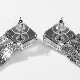 Серьги висячие со стразами Голливуд дорожка, цвет белый в серебре, 11см - Queen fair фото 2