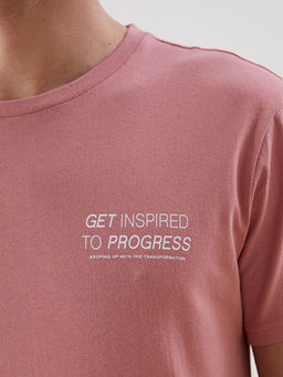 Bisiklet Yaka K?sa Kollu Bask?l? Penye Erkek Ti??rt