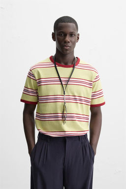 STRIPED CONTRAST T-SHIRT - Zara фото 2