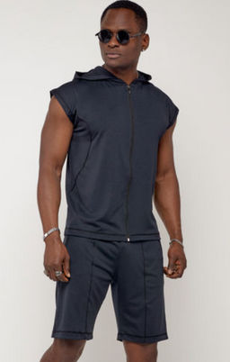 Спортивный костюм летний мужской темно-синего цвета 2262TS