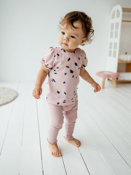 Футболка с рукавом-фонариком "Дымчатая роза" 0+