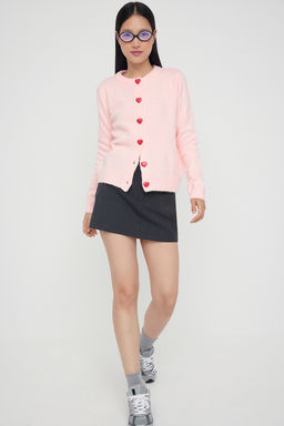 Teen Pembe Yumusak Dokulu Kalp Dugmeli Triko H?rka TWOAW26HI00174 - Trendyolmilla фото 2