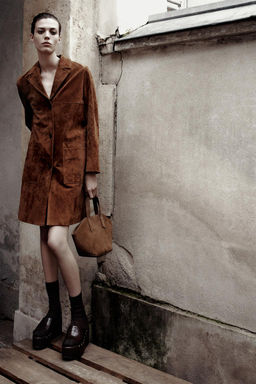 100% SUEDE LEATHER COAT ZW COLLECTION LIMITED EDITION