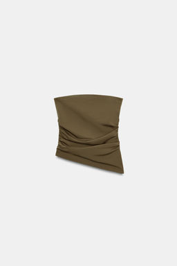 TOP BANDEAU DRAPEADO TEXTURA / Khaki - Zara фото 8