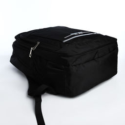 Рюкзак молодёжный на молниях, со светоотражающей полосой, 2 отдела на молнии, 4 кармана, размер 37×17×54 см, чёрный/синий